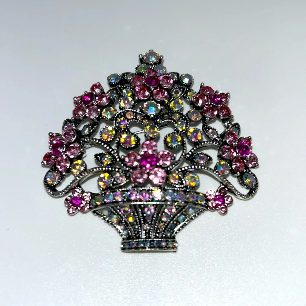 Rhinestone Flower Bouquet Vintage Inspired Brooch